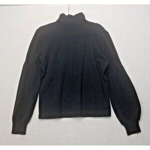 Worth silk cotton blend knit black sweater Women's L long sleeve mock turtle‎